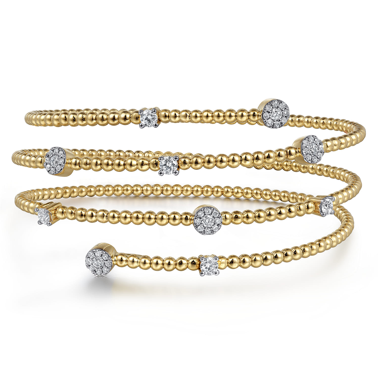 14K Yellow Gold Bujukan Wrap Diamond Bangle - 0.75 ct - Shot 1