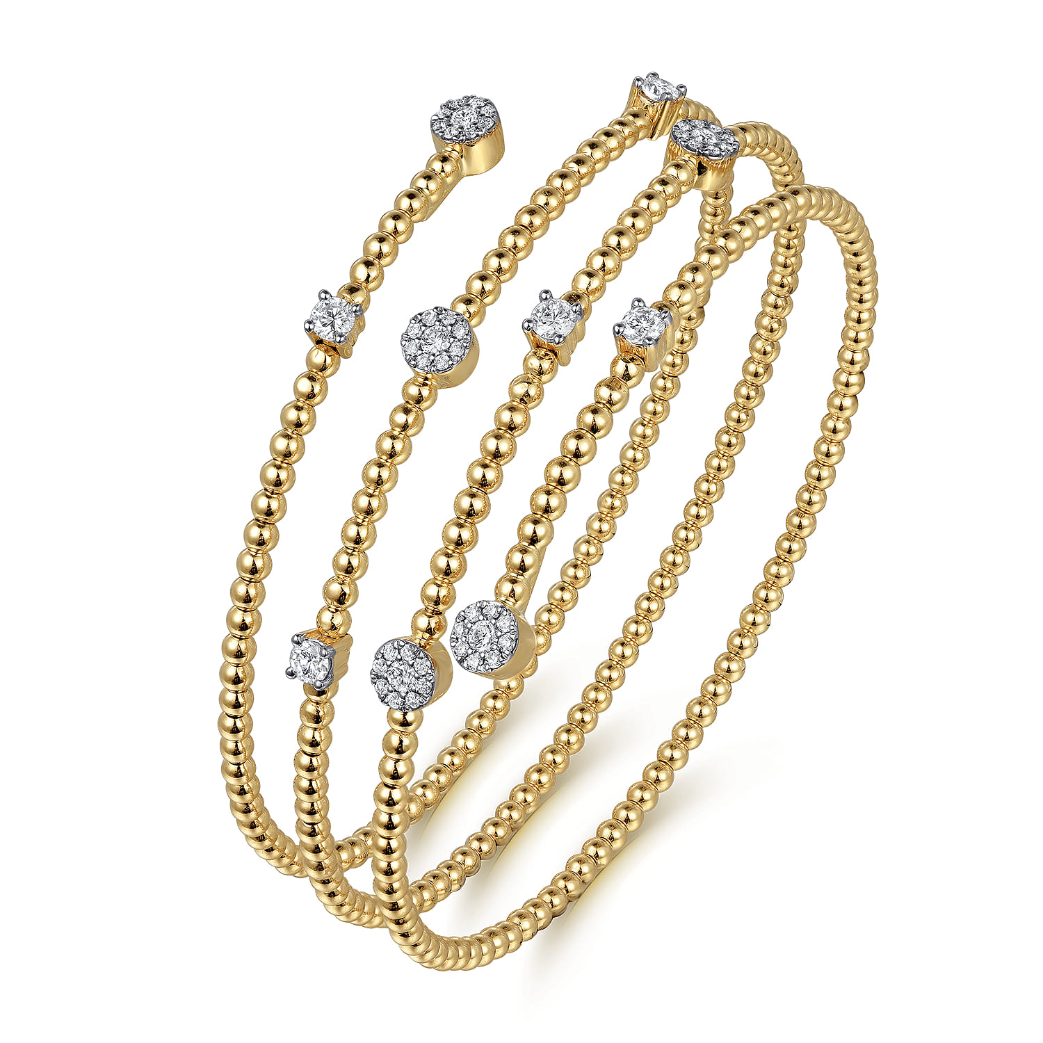 14K Yellow Gold Bujukan Wrap Diamond Bangle - 0.75 ct - Shot 2