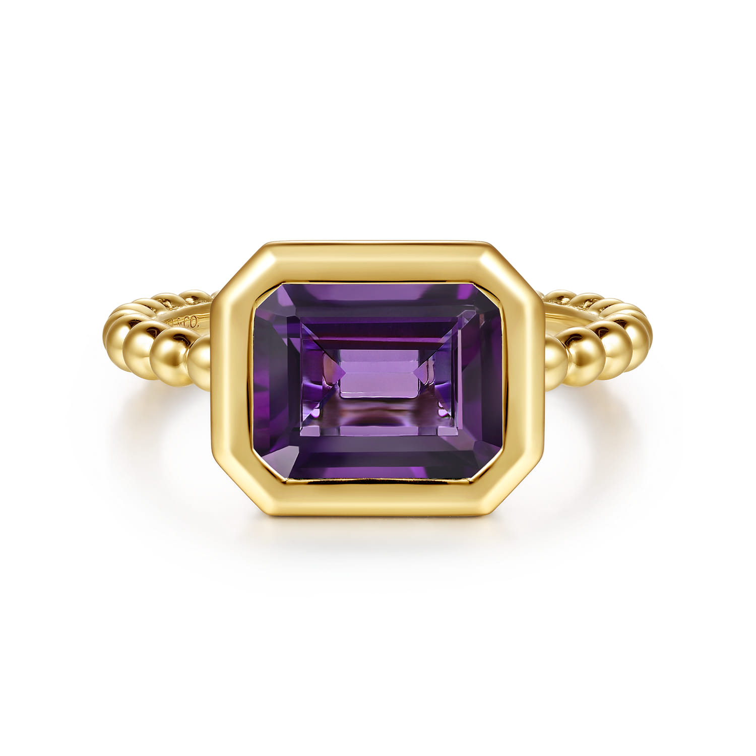 14K Yellow Gold Bujukan and Amethyst Stackable Ring - Shot 1