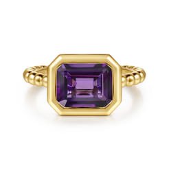 14K Yellow Gold Bujukan and Amethyst Stackable Ring