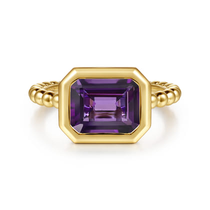 14K Yellow Gold Bujukan and Amethyst Stackable Ring