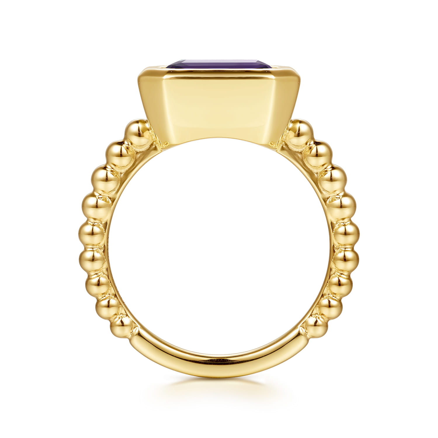 14K Yellow Gold Bujukan and Amethyst Stackable Ring - Shot 2
