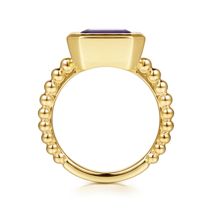 14K Yellow Gold Bujukan and Amethyst Stackable Ring