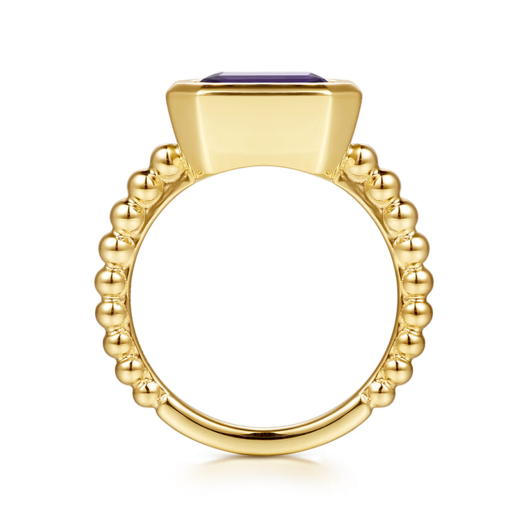 14K Yellow Gold Bujukan and Amethyst Stackable Ring - Shot 2