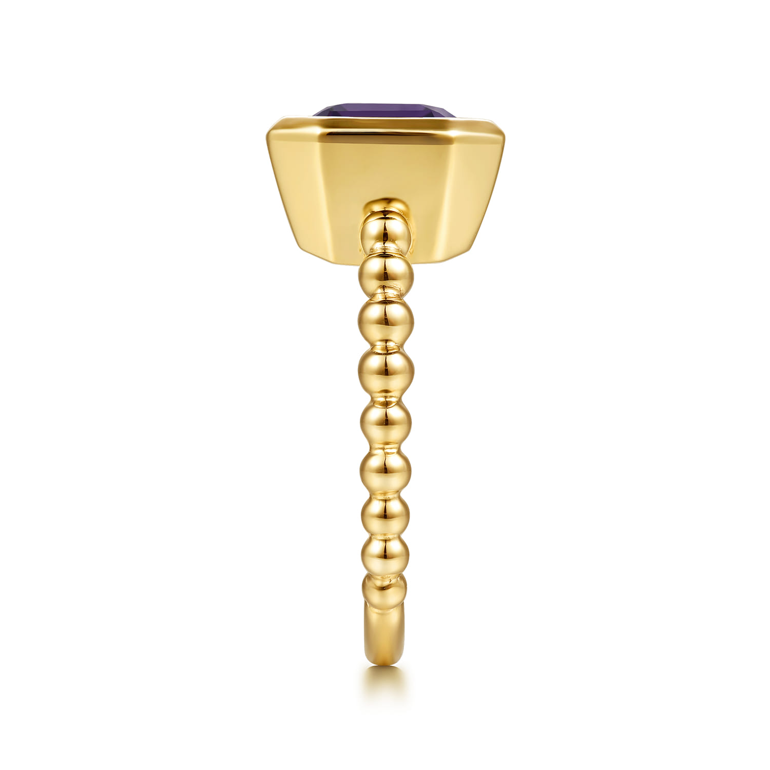 14K Yellow Gold Bujukan and Amethyst Stackable Ring - Shot 4