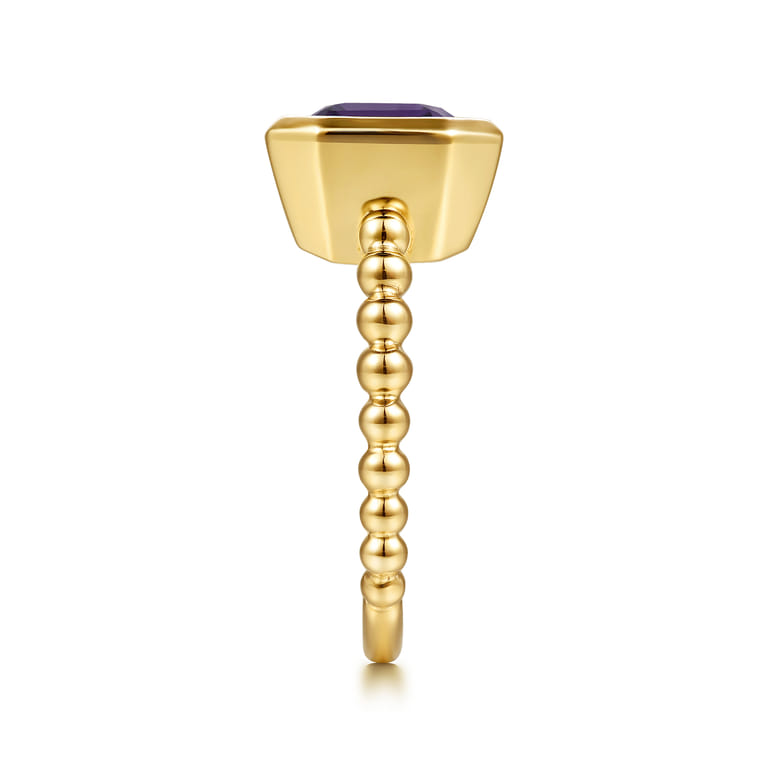 14K Yellow Gold Bujukan and Amethyst Stackable Ring - Shot 4