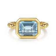 14K Yellow Gold Bujukan and Aquamarine Stackable Ring