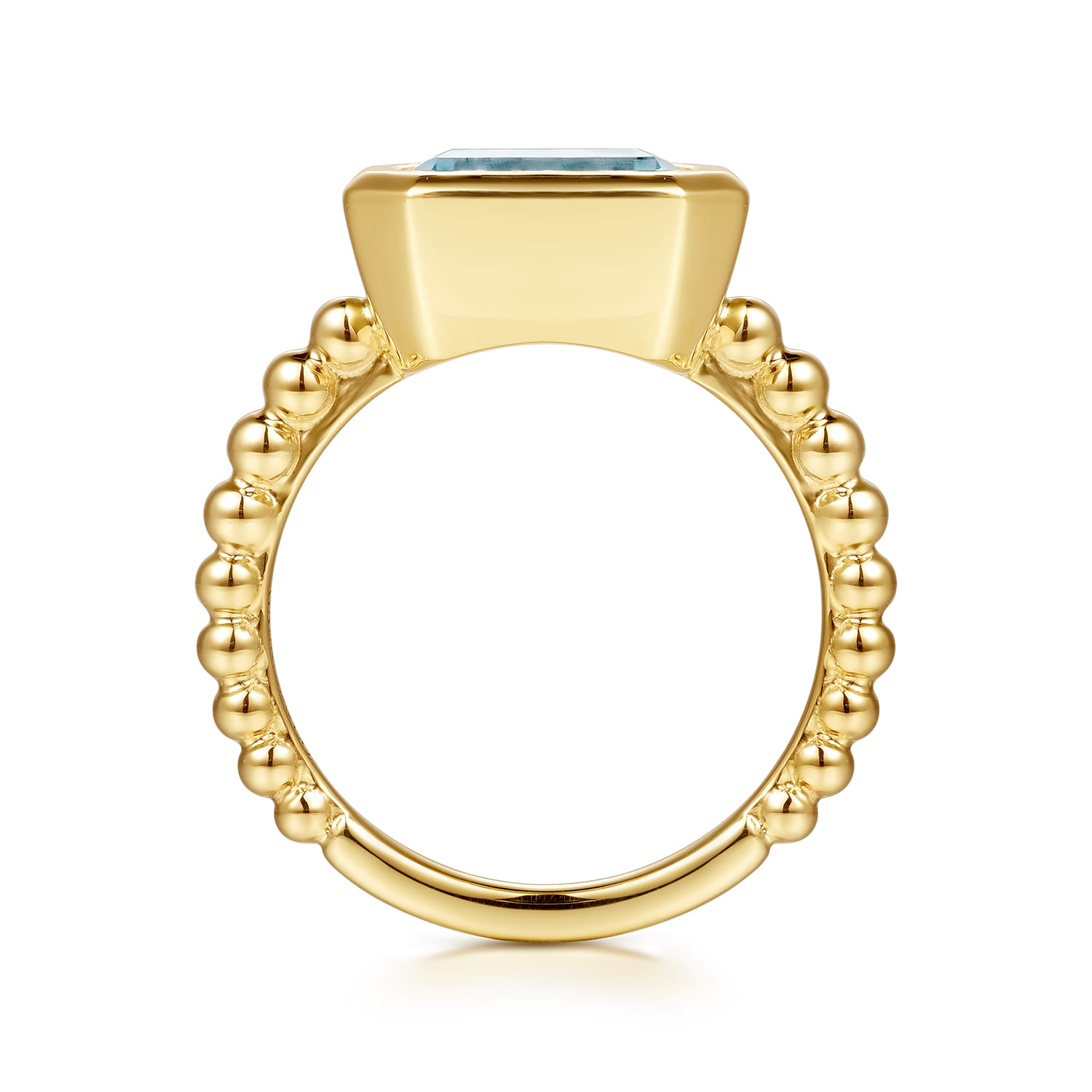 14K Yellow Gold Bujukan and Aquamarine Stackable Ring - Shot 2