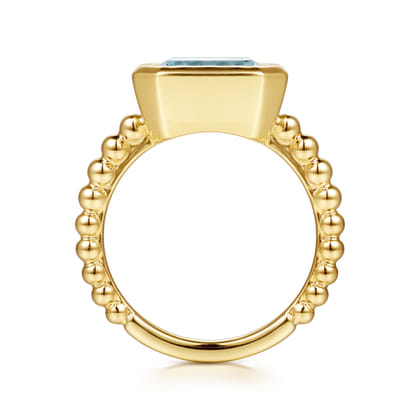 14K Yellow Gold Bujukan and Aquamarine Stackable Ring