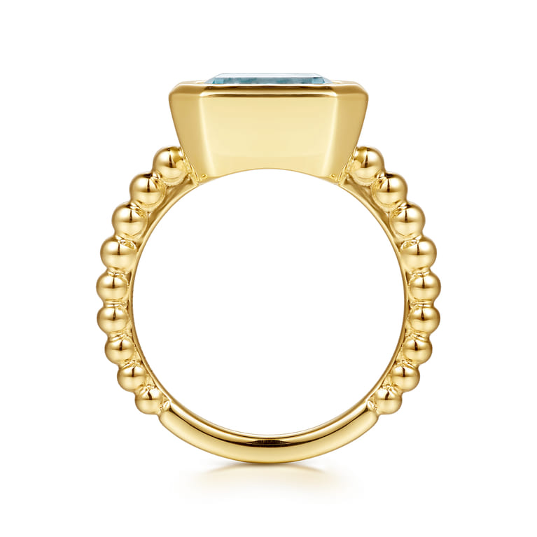 14K Yellow Gold Bujukan and Aquamarine Stackable Ring - Shot 2