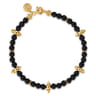 14K Yellow Gold Bujukan and Black Onyx Spike Station Bead Bracelet