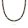 14K Yellow Gold Bujukan and Black Onyx Spike Station Bead Necklace