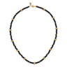 14K Yellow Gold Bujukan and Black Onyx Spike Station Bead Necklace