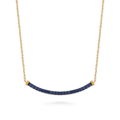14K Yellow Gold Bujukan and Blue Sapphire Bar Necklace
