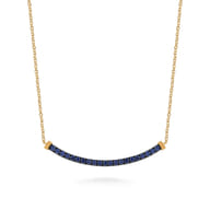 14K Yellow Gold Bujukan and Blue Sapphire Bar Necklace