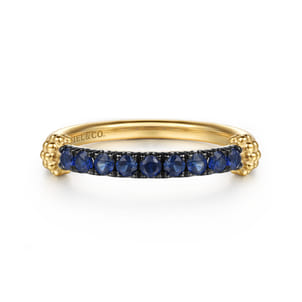14K Yellow Gold Bujukan and Blue Sapphire Stackable Ring