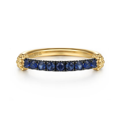 14K Yellow Gold Bujukan and Blue Sapphire Stackable Ring