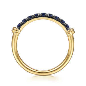 14K Yellow Gold Bujukan and Blue Sapphire Stackable Ring