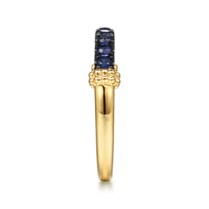 14K Yellow Gold Bujukan and Blue Sapphire Stackable Ring