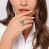 14K Yellow Gold Bujukan and Blue Topaz Chevron Ring