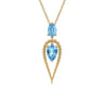 14K Yellow Gold Bujukan and Blue Topaz Pear Shape Pendant Drop Necklace