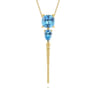 14K Yellow Gold Bujukan and Blue Topaz Pendant Drop Necklace
