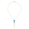 14K Yellow Gold Bujukan and Blue Topaz Pendant Drop Necklace