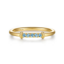14K Yellow Gold Bujukan and Blue Topaz Stackable Ring