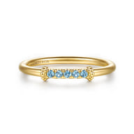 14K Yellow Gold Bujukan and Blue Topaz Stackable Ring