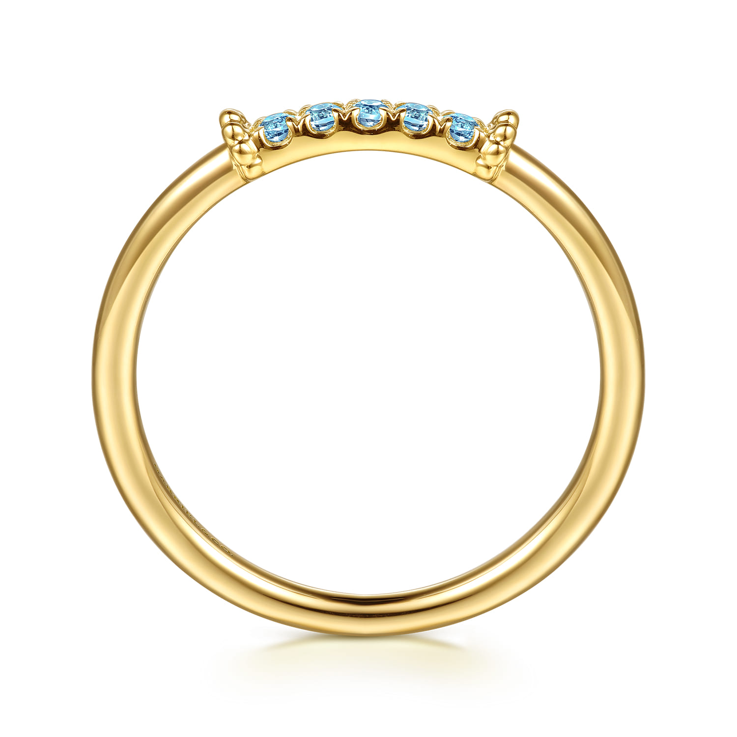 14K Yellow Gold Bujukan and Blue Topaz Stackable Ring - Shot 2