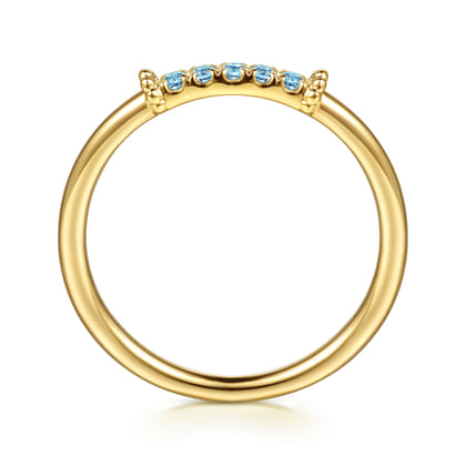 14K Yellow Gold Bujukan and Blue Topaz Stackable Ring
