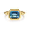 14K Yellow Gold Bujukan and Blue Topaz Stackable Ring