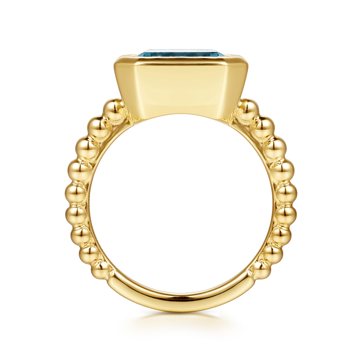 14K Yellow Gold Bujukan and Blue Topaz Stackable Ring - Shot 2