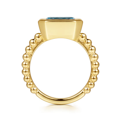 14K Yellow Gold Bujukan and Blue Topaz Stackable Ring