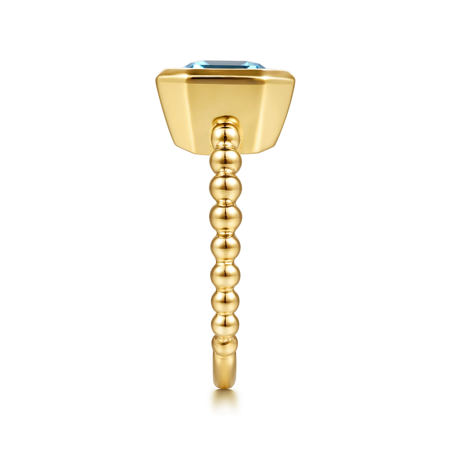 14K Yellow Gold Bujukan and Blue Topaz Stackable Ring - Shot 4