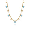 14K Yellow Gold Bujukan and Blue Topaz Station Necklace