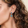 14K Yellow Gold Bujukan and Blue Topaz Stud Drop Earrings