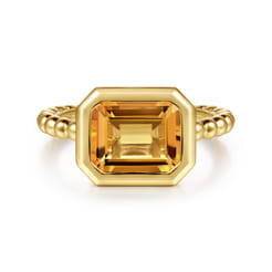 14K Yellow Gold Bujukan and Citrine Stackable Ring