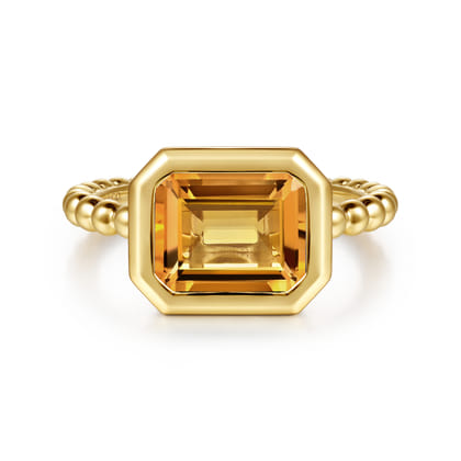 14K Yellow Gold Bujukan and Citrine Stackable Ring