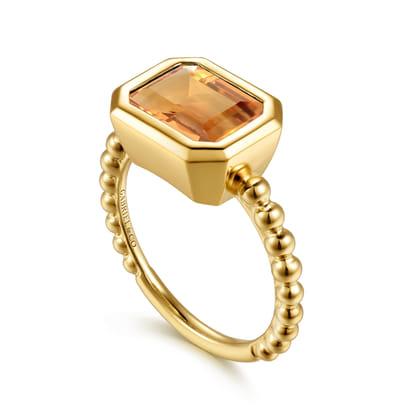 14K Yellow Gold Bujukan and Citrine Stackable Ring