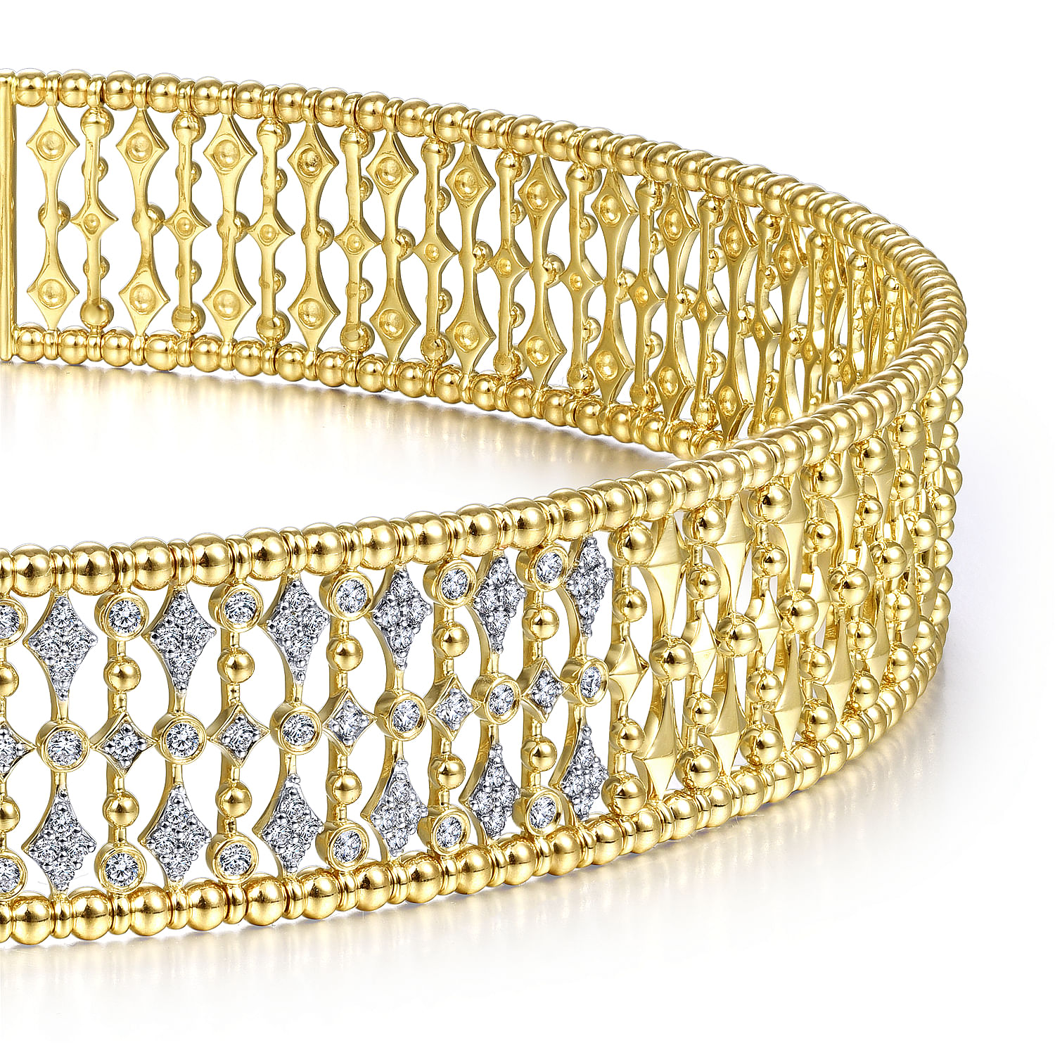 14K Yellow Gold Bujukan and Diamond Choker Necklace - 1.3 ct - Shot 3