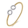 14K Yellow Gold Bujukan and Diamond Circle Open Bangle Bracelet - 0.5 ct