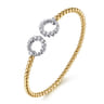 14K Yellow Gold Bujukan and Diamond Circle Open Bangle Bracelet - 0.5 ct