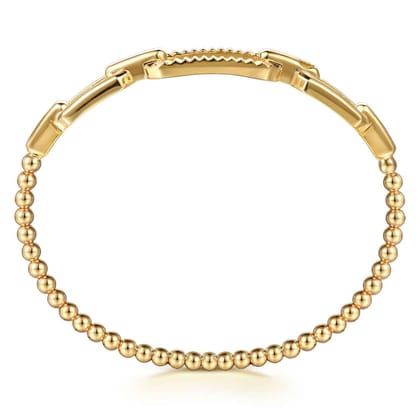 14K Yellow Gold Bujukan and Diamond Cut Link Bangle Bracelet