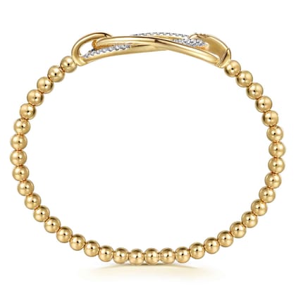 14K Yellow Gold Bujukan and Diamond Interlocking Oval Split Bangle Bracelet