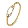 14K Yellow Gold Bujukan and Diamond Interlocking Oval Split Bangle Bracelet - 0.25 ct