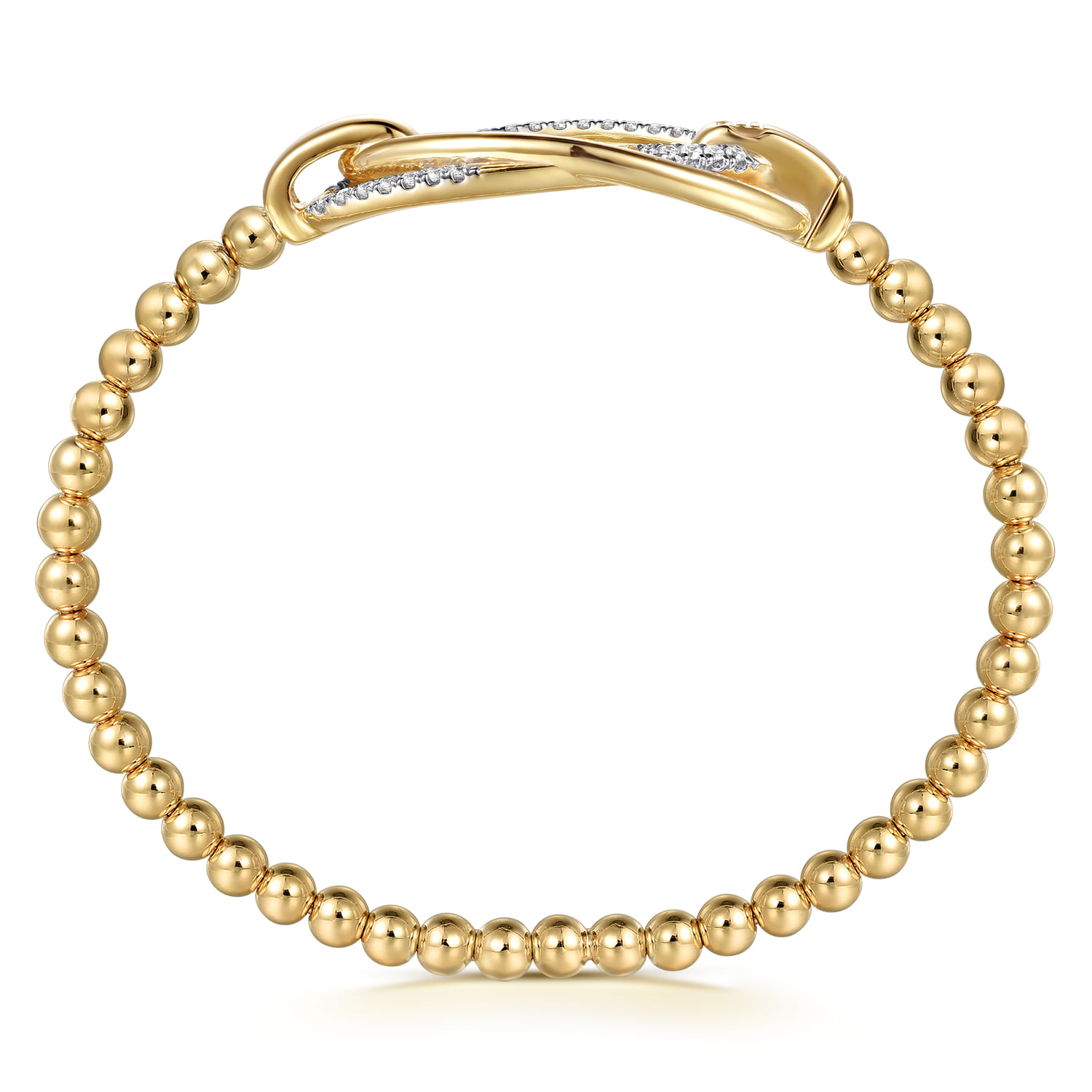 14K Yellow Gold Bujukan and Diamond Interlocking Oval Split Bangle Bracelet - 0.25 ct - Shot 3