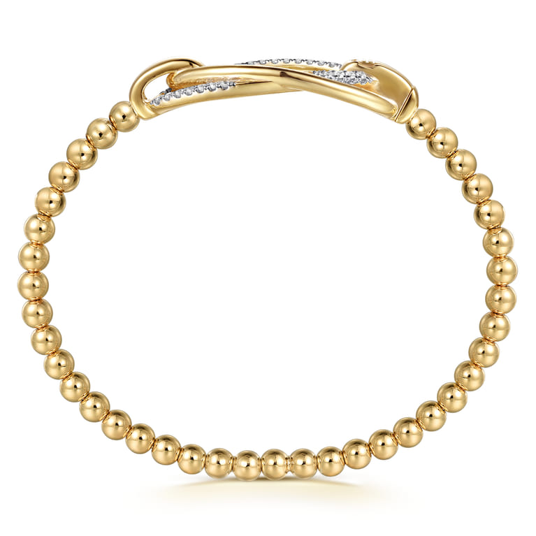 14K Yellow Gold Bujukan and Diamond Interlocking Oval Split Bangle Bracelet - 0.25 ct - Shot 3