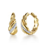 14K Yellow Gold Bujukan and Diamond Intricate Hoop Earrings - 0.3 ct