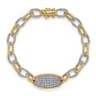 14K Yellow Gold Bujukan and Diamond Link Chain Bracelet - 2 ct